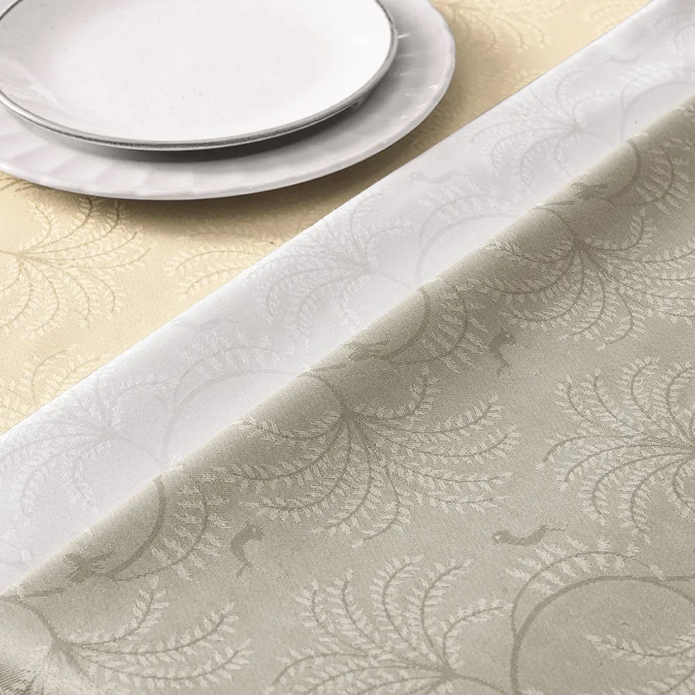 Toalha Mesa Retangular Jacquard Melli 140x210cm Karsten Branco