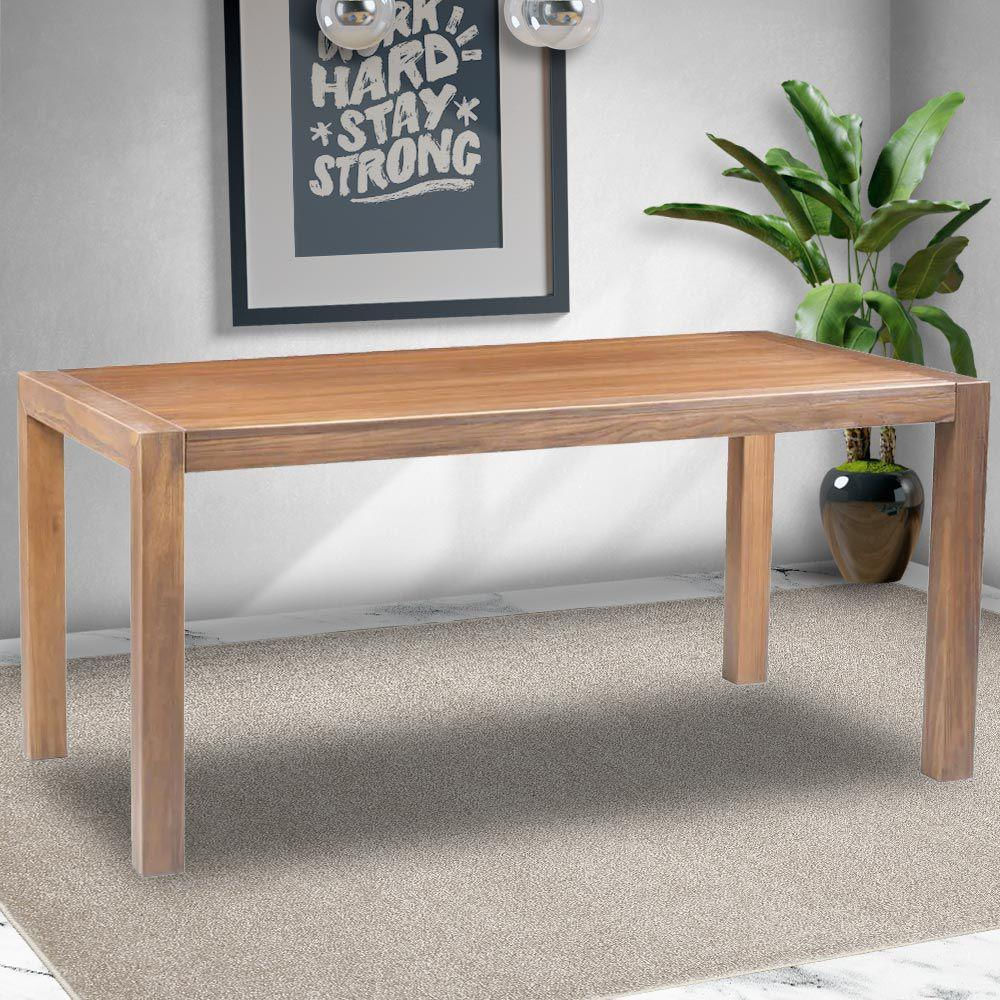 Mesa Sala de Jantar Cozinha Dumai 160cm Madeira Maciça Walnut Escovado - Gran Belo