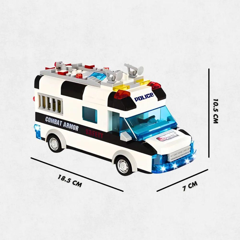 Carro Policia 77 Peças Lego Brinquedo Com Luz Som