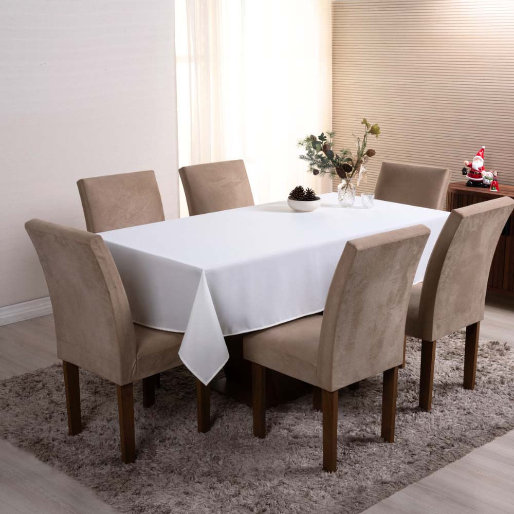 Toalha de Mesa Basic Lisa Oxford Decoração 2,00m x 1,40m para 6 Lugares - Palha