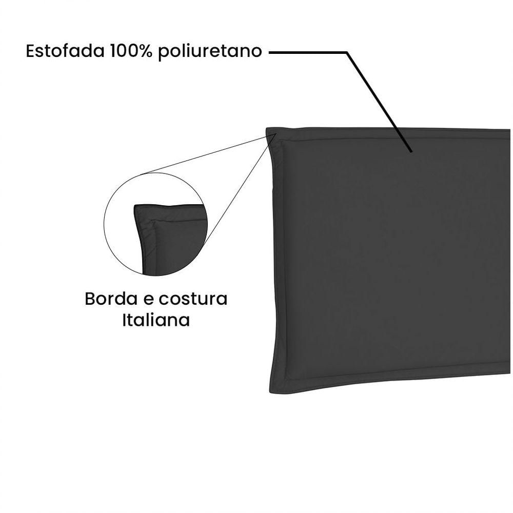 Cabeceira Painel Solteiro 0,90m Veneza Suede Preto