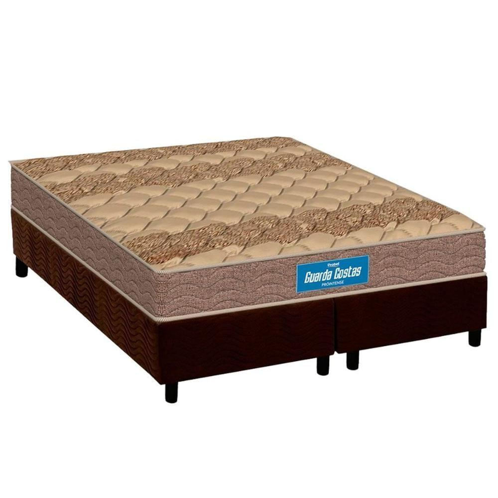 Conjunto Box King Colchão Anatômico Probel Colchão D33 Firmepedic Guarda Costas Próintense Brown + Base Crc Suede Brown(193x203)