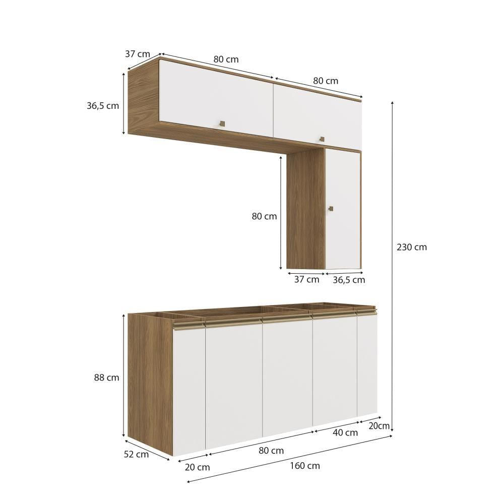 Conjunto Para Banheiro Kappesberg Celeste 7 Peças Nogueira/branco 160cm