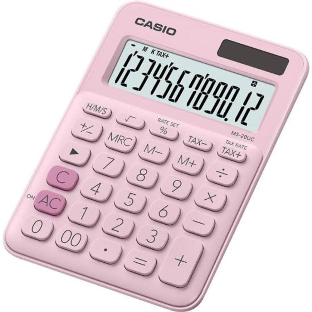 Calculadora De Mesa Casio Ms20uc 12 Dígitos Rosa Claro