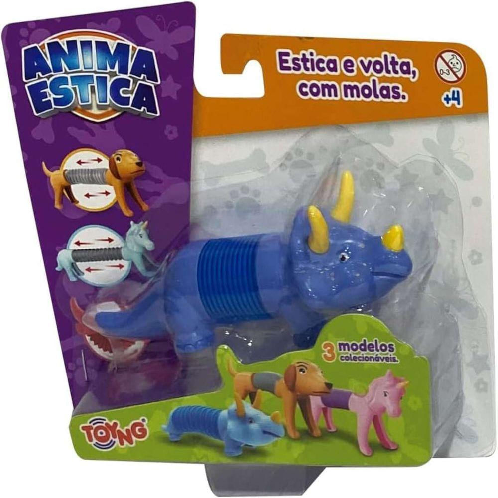 Brinquedo Animal Estica E Volta Com Molas Tricerátopo