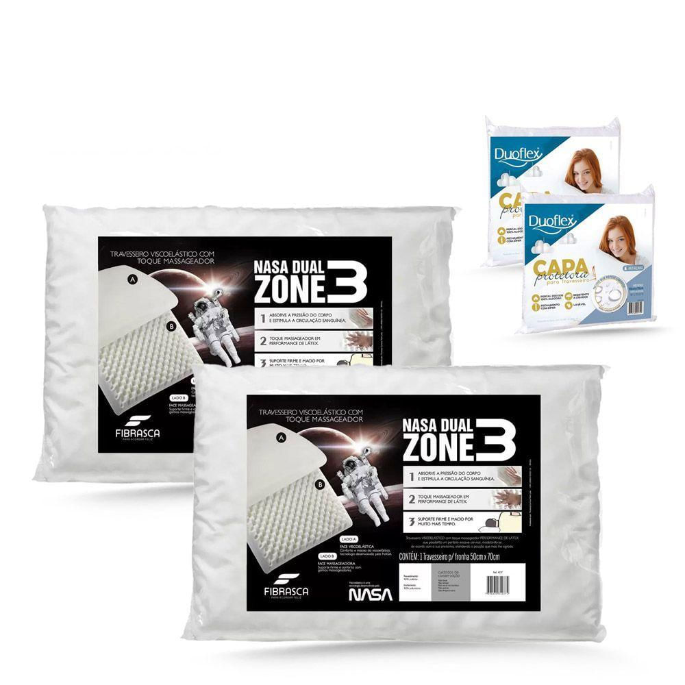 Kit Travesseiro Nasa Dual Zone Fibrasca Mais Capa Protetora