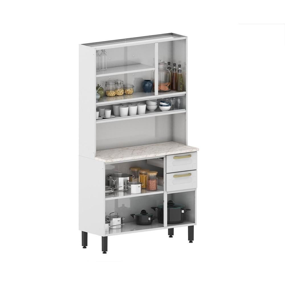 Cozinha De Aço Compacta 6 Portas Branco Colors Bertolini Branco