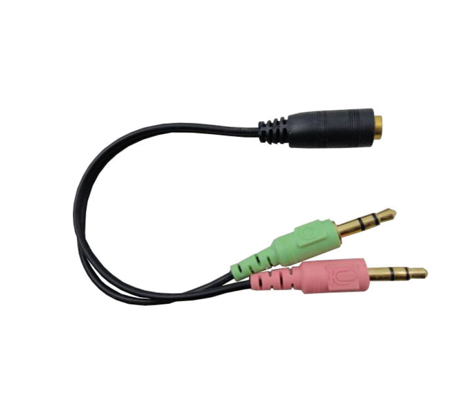 Cabo Adaptador Splitter Divisor de Fone e Microfone 2 P2  Macho x 1 P2 Fêmea