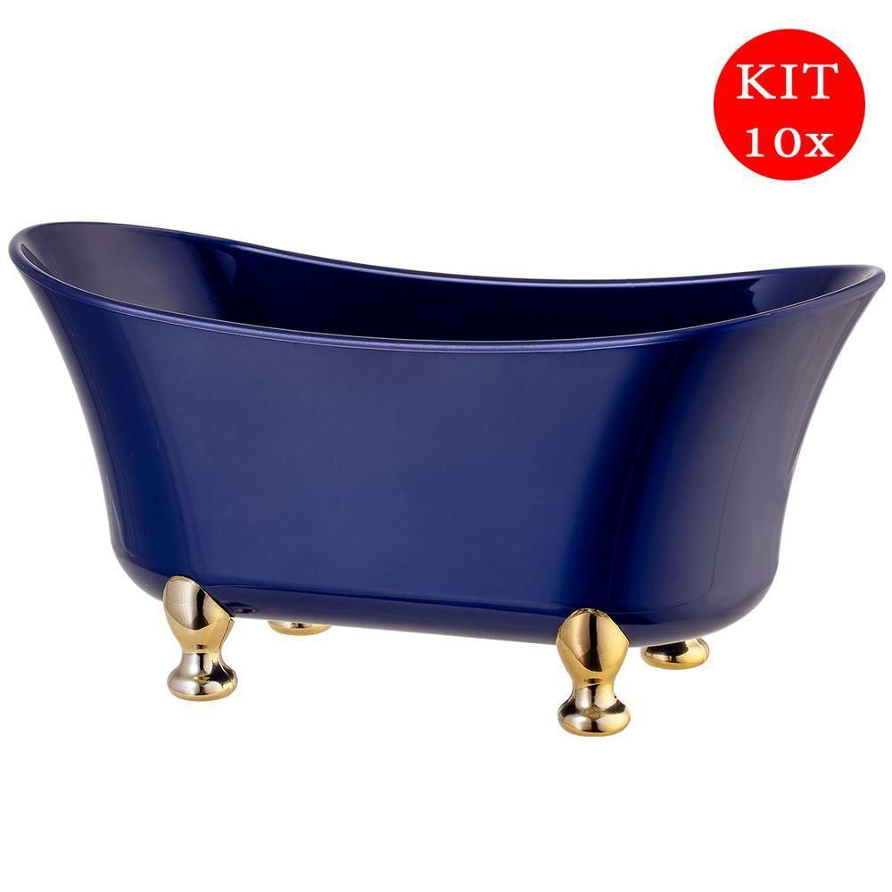 Conjunto 10 Banheiras Organizadoras Decoração De Banheiro Cor:azul