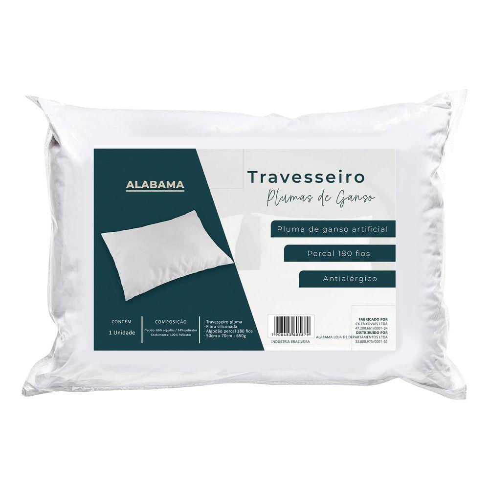 Travesseiro Pluma Sintética Percal 180 Fios 50x70cm Alabama Branco