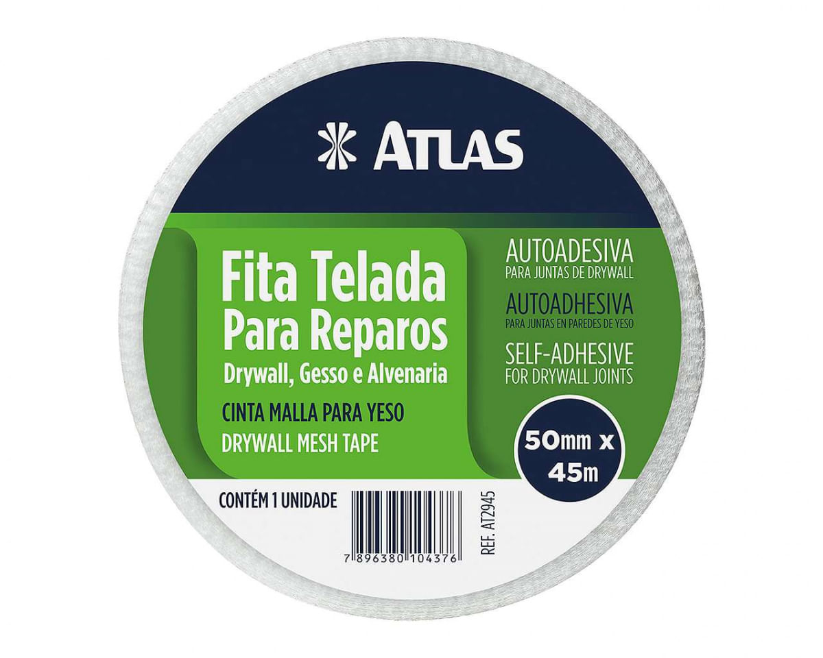 Fita Telada Atlas Reparos P/Drywall/Gesso/Alvena 50Mmx45Mts