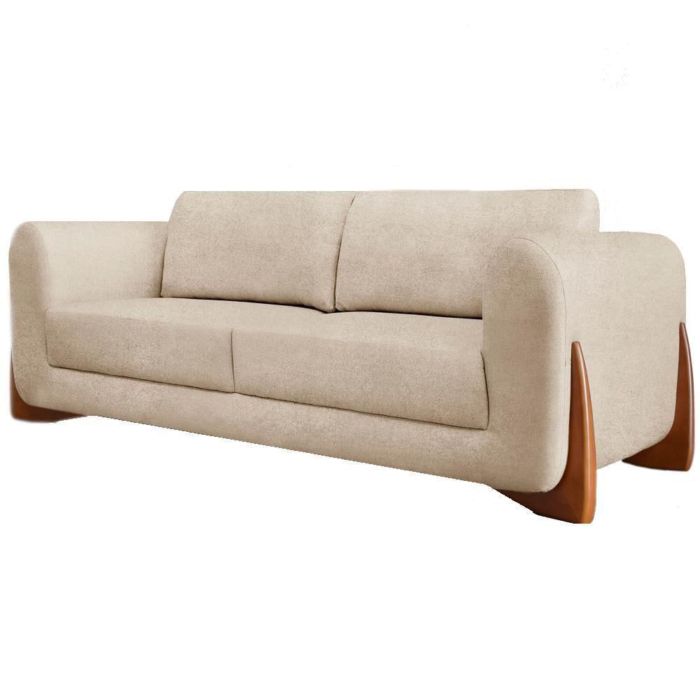 Sofa Jolie 3 Lugares 220cm Pes Boomerang Linho Boucle 3301 Ezz 3301