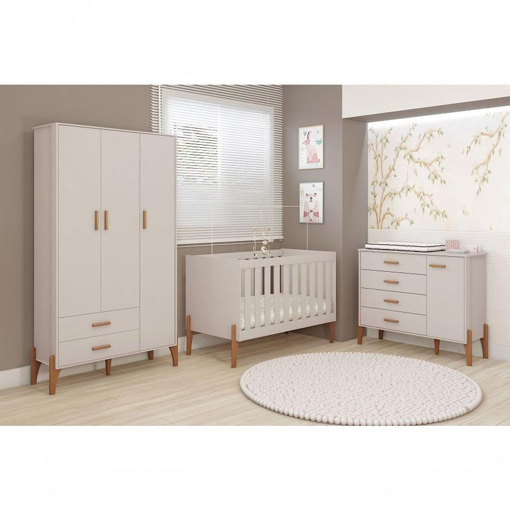 Jogo Quarto Infantil Completo Iris 100% MDF Moveis Estrela Off White