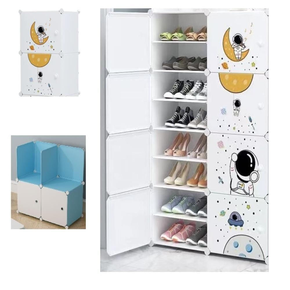 Sapateira Modular Guarda Roupa Infantil Organizador Brinquedos Armario Multiuso 8 Portas Portatil