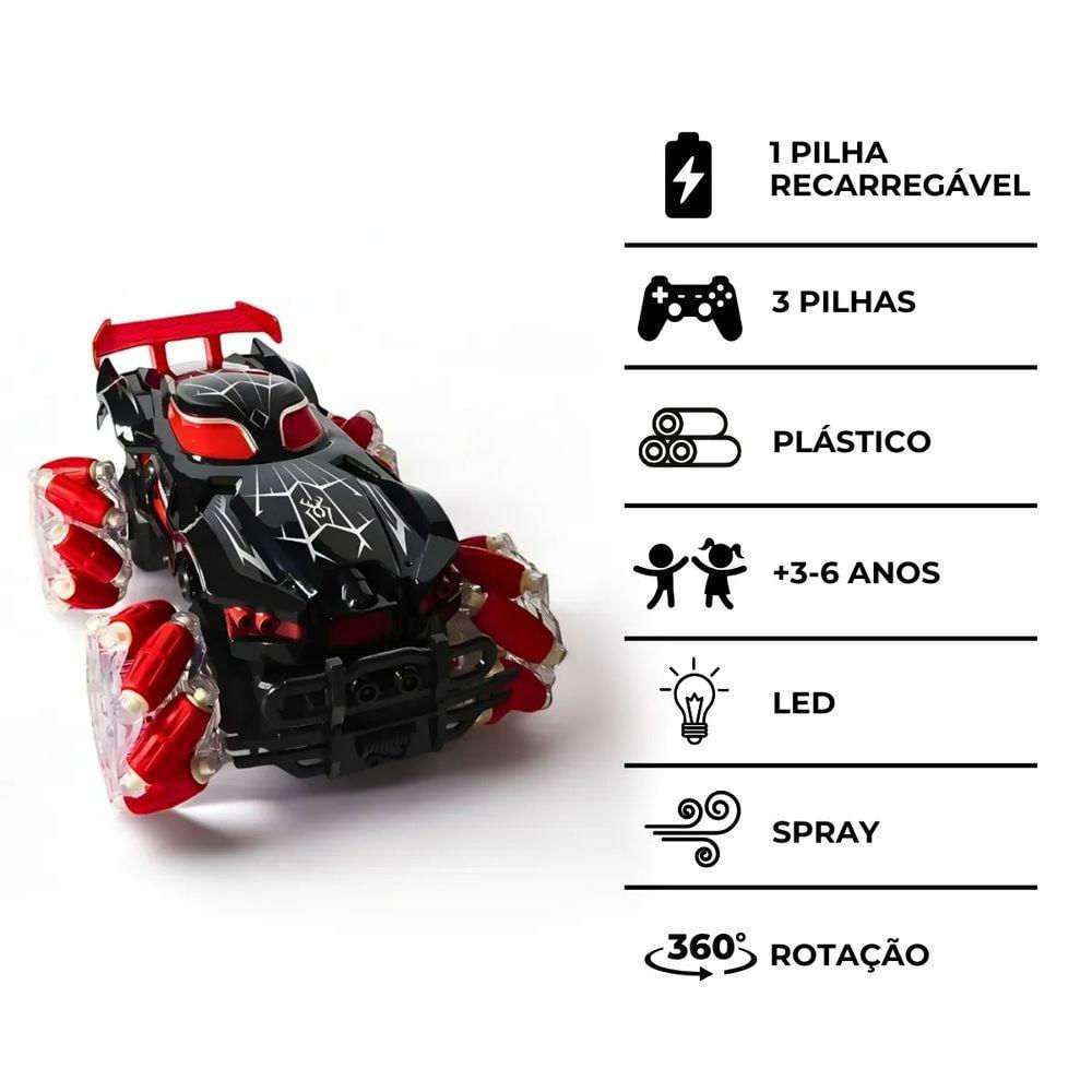 Carro Elétrico Com Controle Remoto Brinquedo Acrobático Led