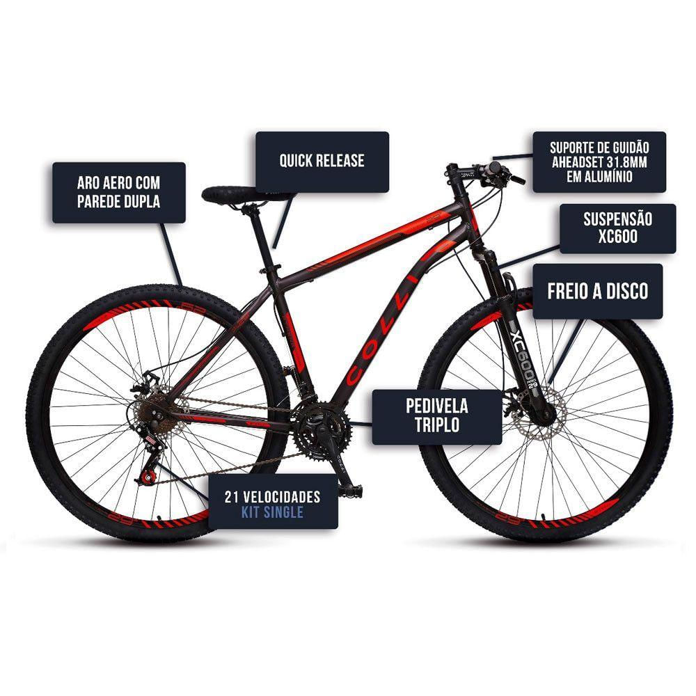 Bicicleta Athena Aro 29 Freio A Disco Traseiro Colli Preto/vermelho