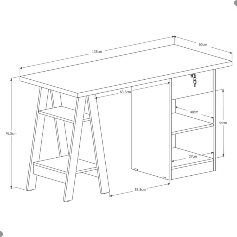 Mesa De Computador Pote Off White E Canela