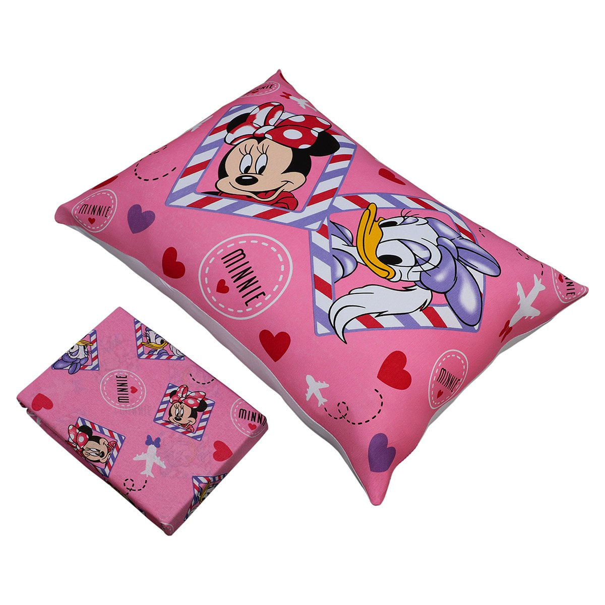 Jogo de Cama Portallar Solteiro Joy Malha Mista Estampado Disney Minnie E Margarida 2 Peças Rosa