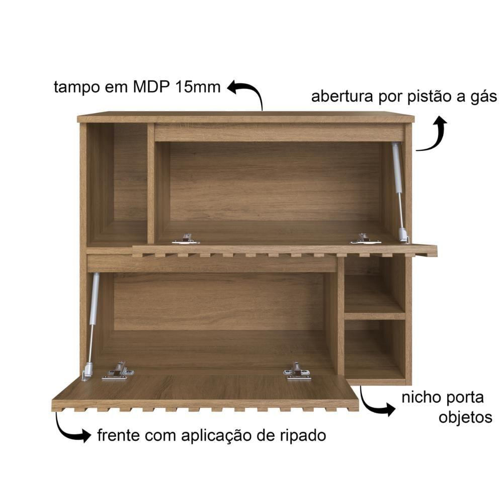 Gabinete De Banheiro Suspenso 75cm Luiza Com 02 Portas Basculante Mel Sem Cuba