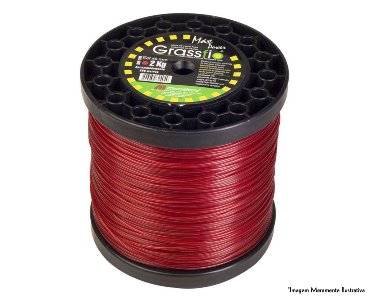 Fio Nylon Cortador Grama Quadrado 2,6Mm 2Kg Vermelho