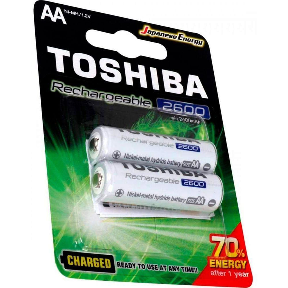 Pilha Recarregável Aa Toshiba 2600 Mah Blister C/ 2 Unidades