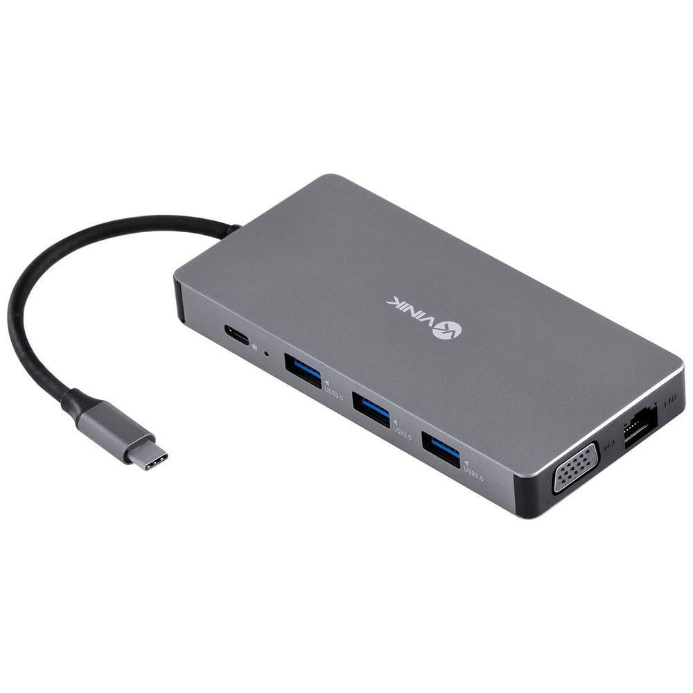 Hub Usb Tipo C Type C 10 Em 1 - 3 Usb 3.0 + Cartão Sd Tf + Hdmi + Vga + áudio P2 + Rj45 + Power Delivery (pd) 60w Hc-10