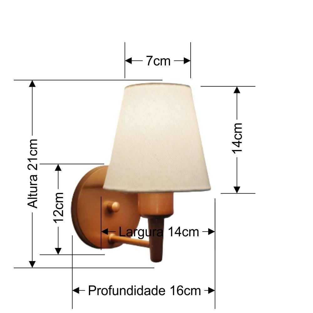 Arandela Parede Vivare Md-2004 Cobre Cúpula Em Tecido 2004-crbr Bivolt