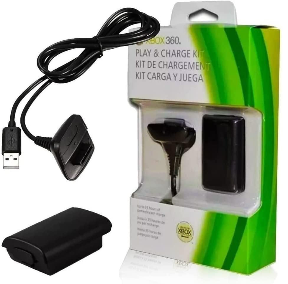 Bateria Recarregável + Cabo Usb p/ Controle Xbox 360 - Preto C