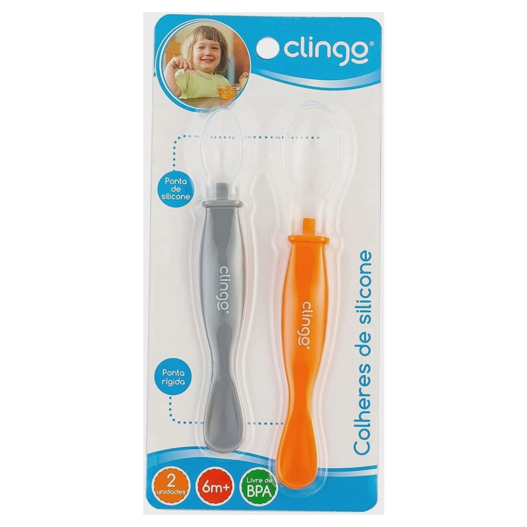 Kit Colheres Silicone Com Ponta Dupla 2 Unidades - Clingo