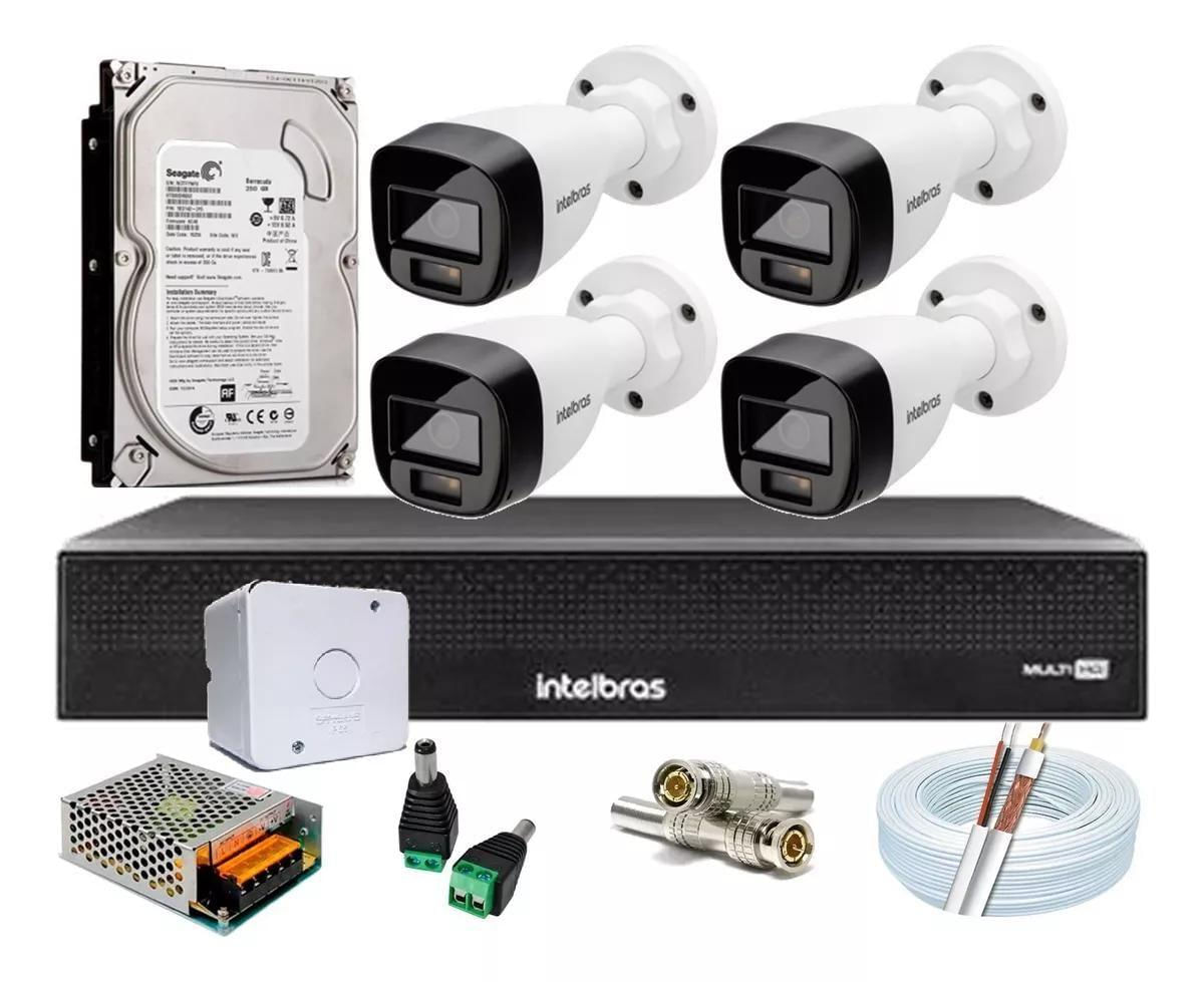 Kit 4 Cameras de Seguranca Intelbras 3220 Full Color C/ Audio, Dvr 4ch C/ Hd 1tb