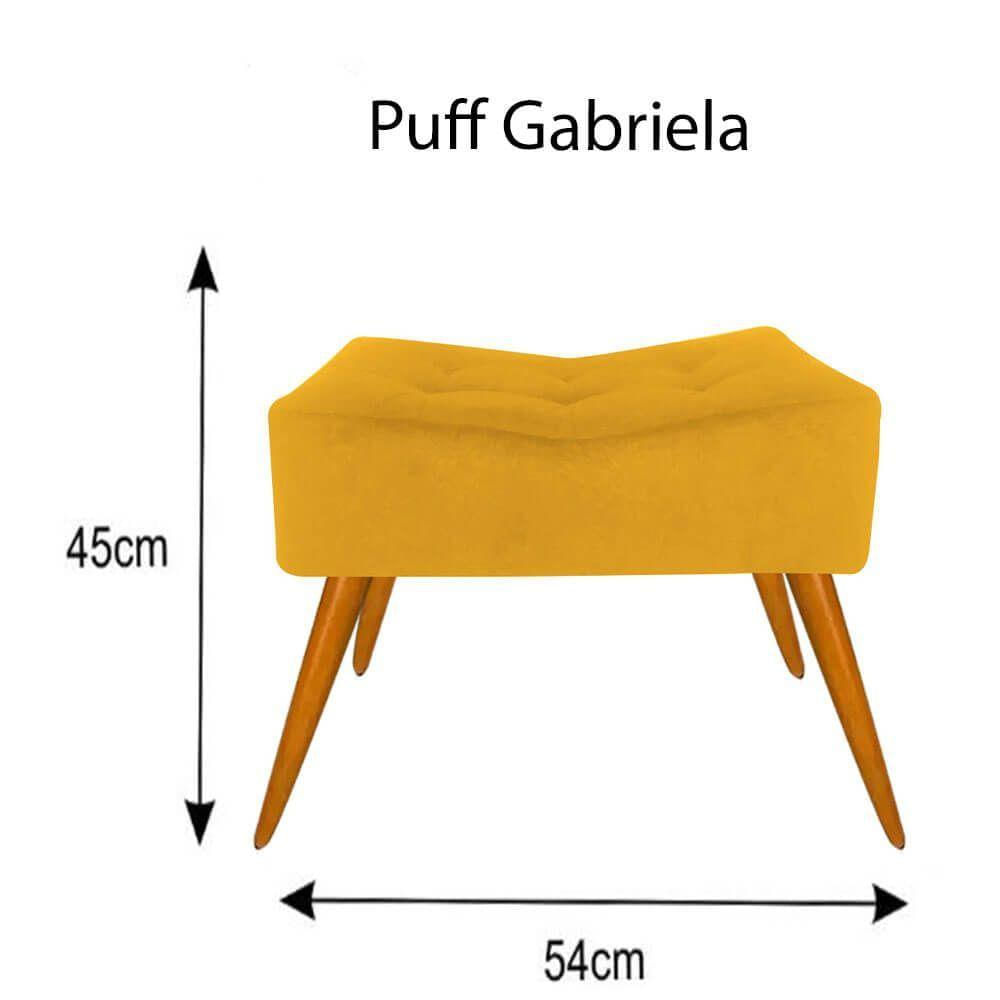 Kit 02 Puff Decorativo Gabriela Amarelo Pés Palito Para Sala