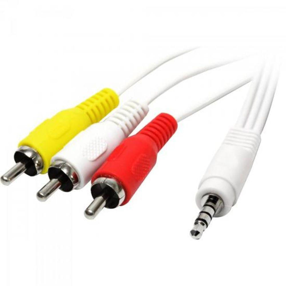 Cabo P2 4c X 3 Rca Macho 1,8m Cbrc0017 Branco Storm