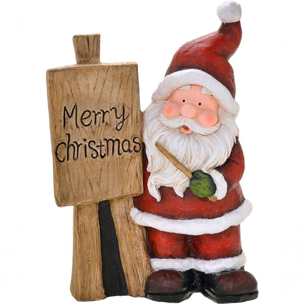 Enfeite Natalino Quadro Papai Noel Porcelana Estatueta 44cm