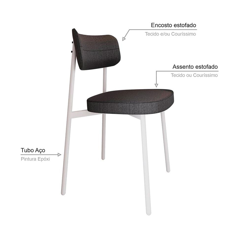Conjunto com 6 Cadeiras Alloa Polipropileno Grafite e Branco