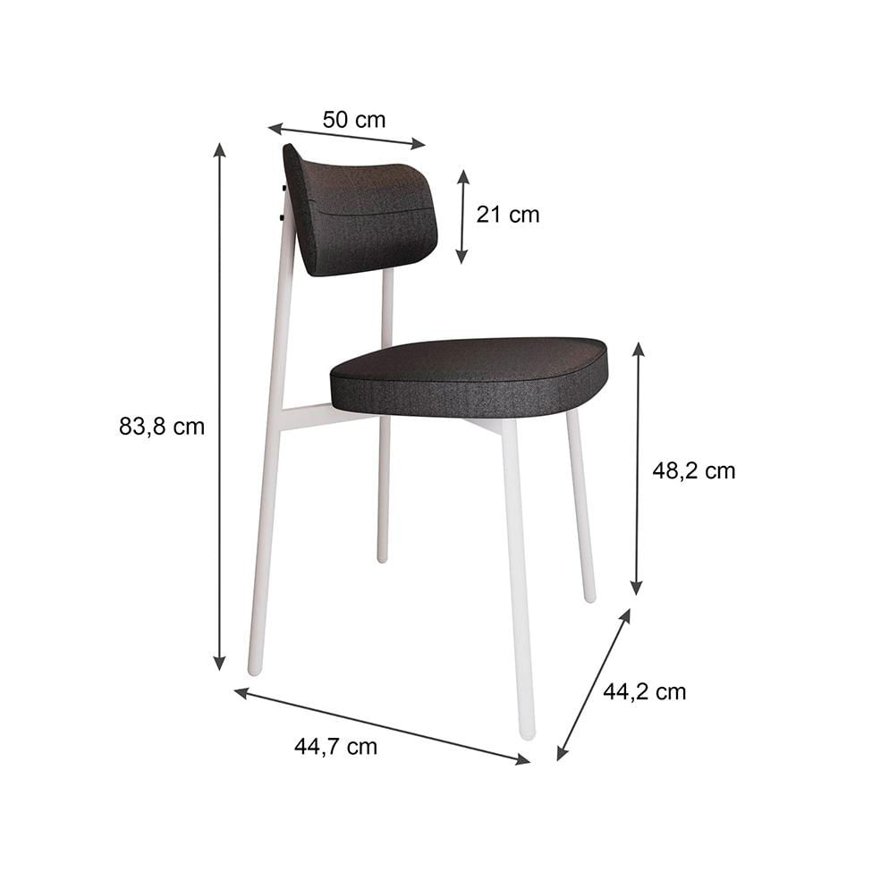 Conjunto com 6 Cadeiras Alloa Polipropileno Grafite e Branco
