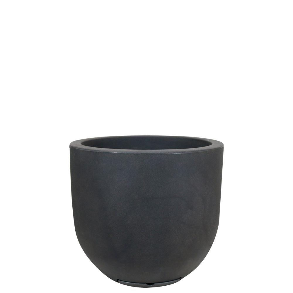 Vaso Decô Baixo Fosco 40x35cm Com Prato Incluso Antique Preto