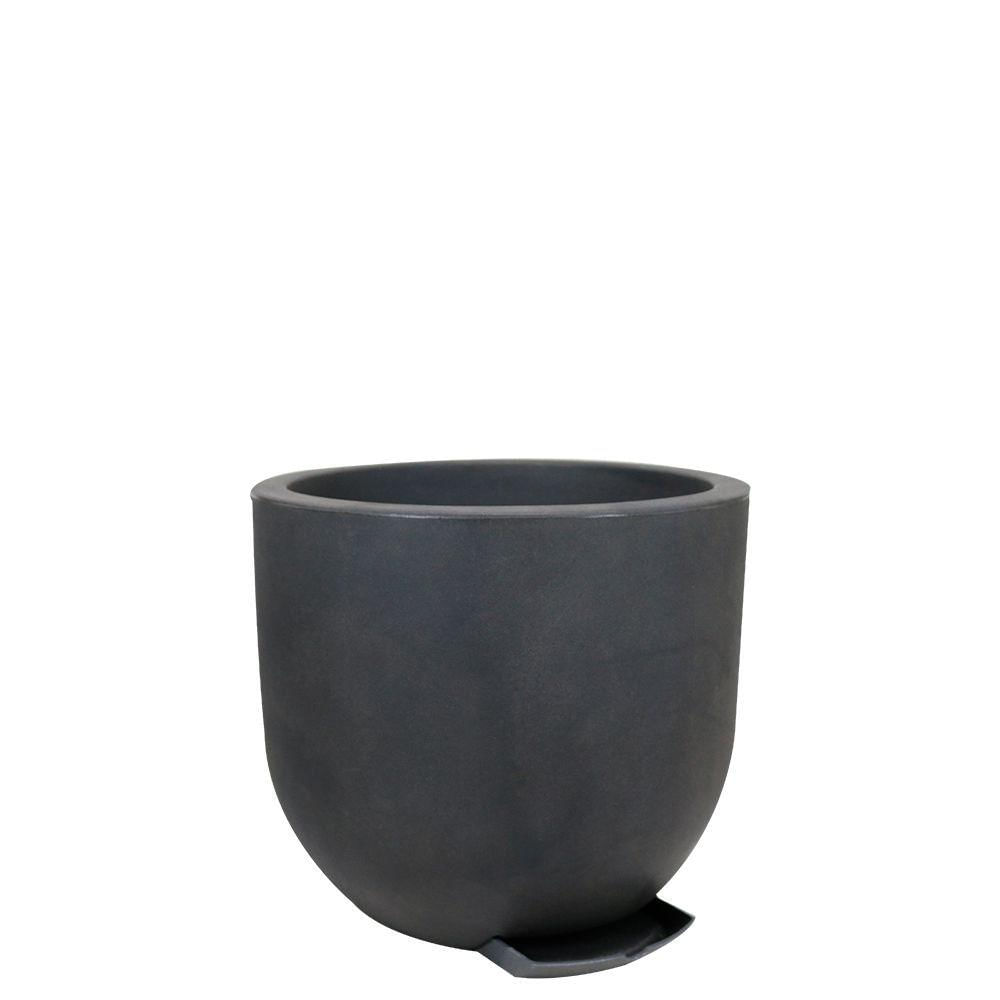 Vaso Decô Baixo Fosco 40x35cm Com Prato Incluso Antique Preto