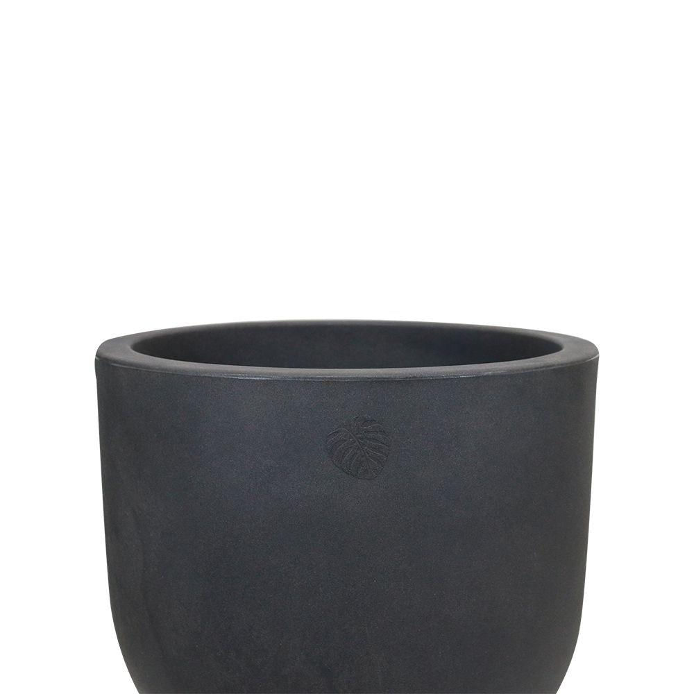 Vaso Decô Baixo Fosco 40x35cm Com Prato Incluso Antique Preto