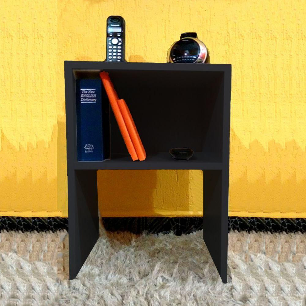 Mesa De Cabeceira Simples Preto Em Mdf