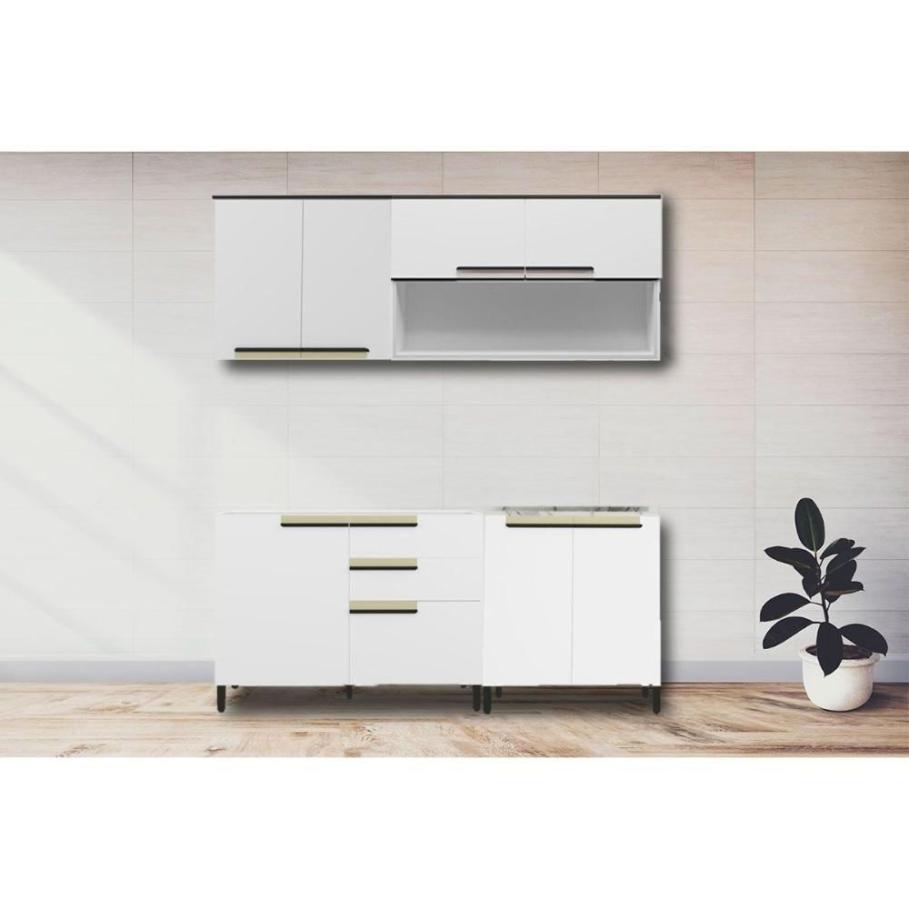 Cozinha Completa Manhattan 5 Peças (2Aéreos+2Balcões+1Complemento) C5P157 Branco - Herval
