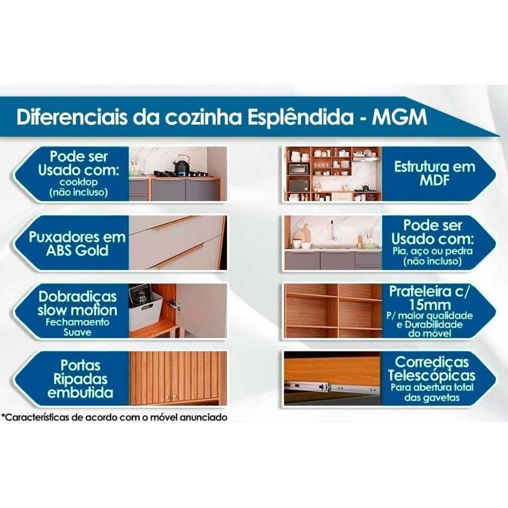 Gabinete De Cozinha Modulado Balcão Para Cooktop Divina Com 2 Portas 80cm Freijo-off White - Mgm