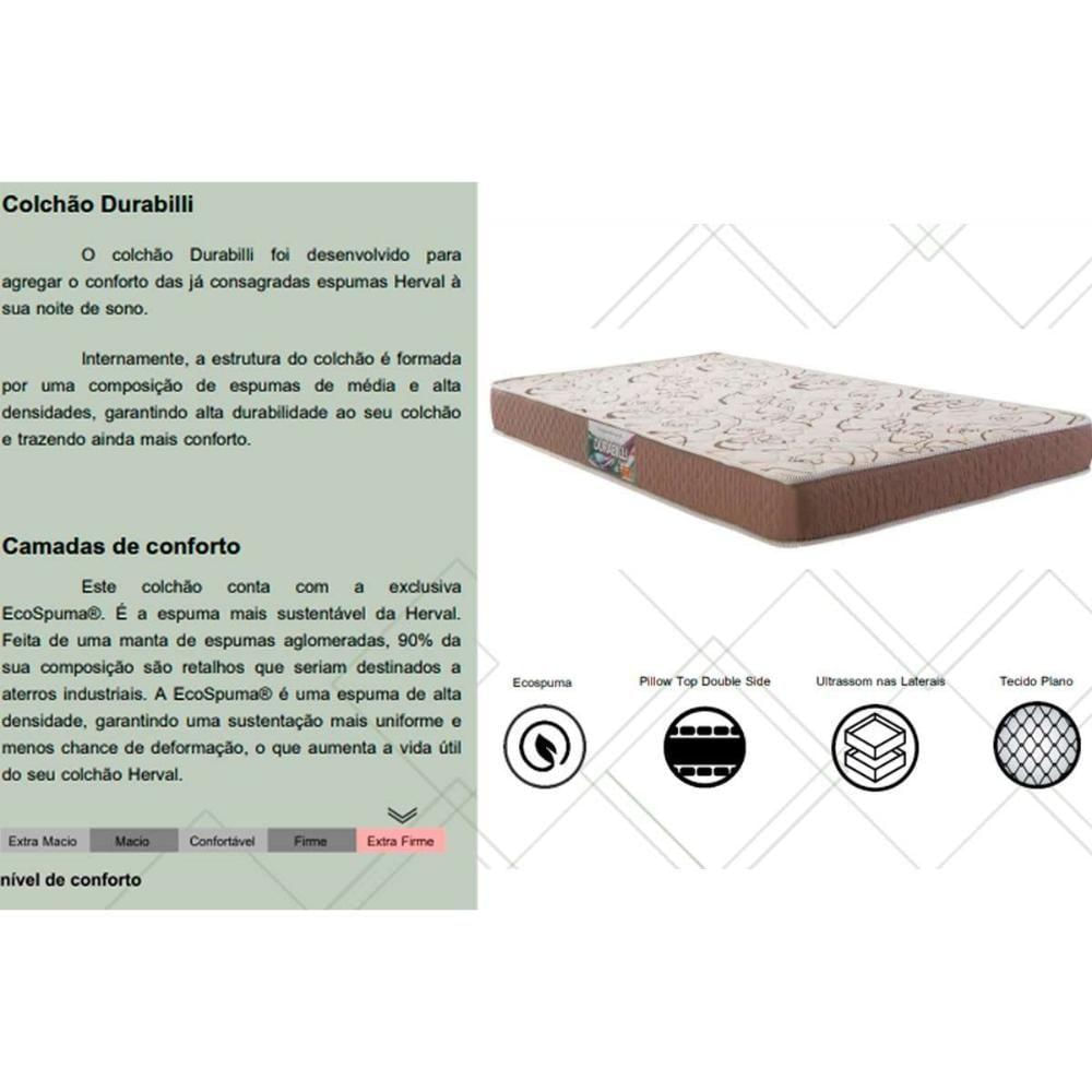 Colchão Casal Ortopédico Durabilli Bordado Double Side Pillow (138x188x17) - Herval