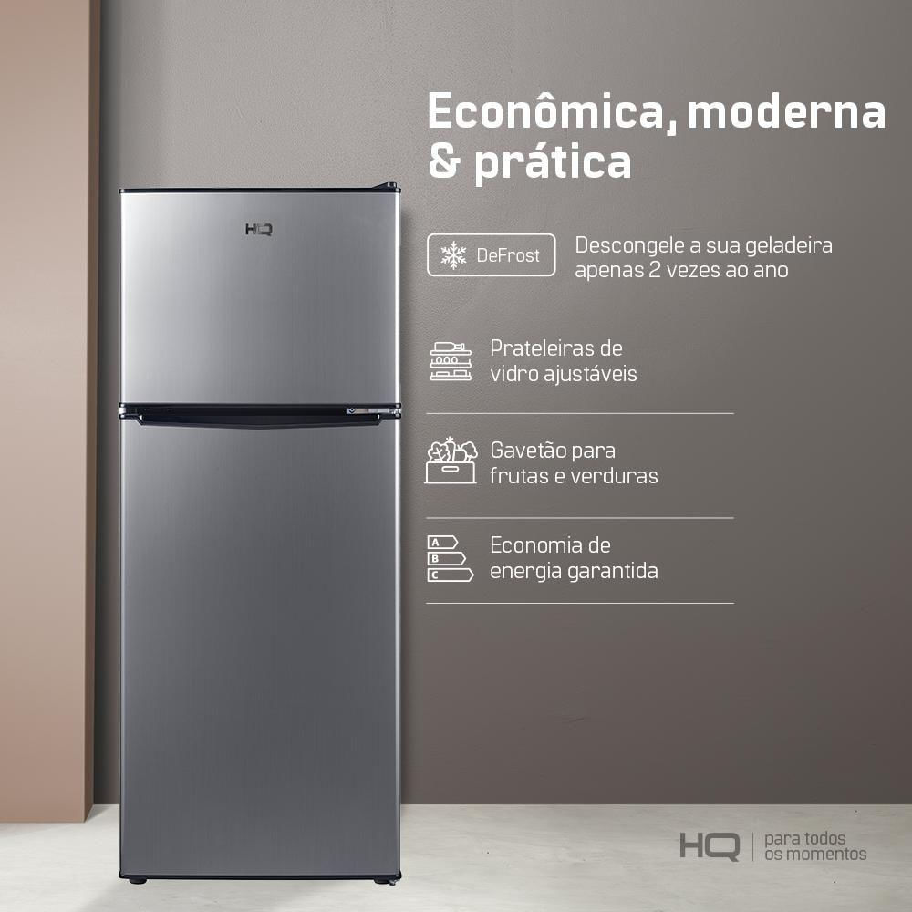 Geladeira Refrigerador Compacto HQ Defrost 140 Litros Preto/Inox HQ-140RDF - 127V