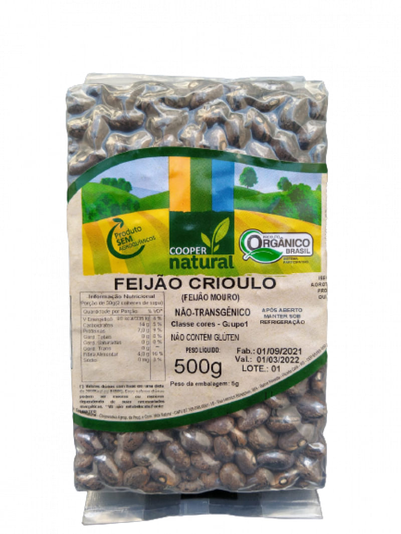 Feijão Crioulo Orgânico Coopernatural 500g