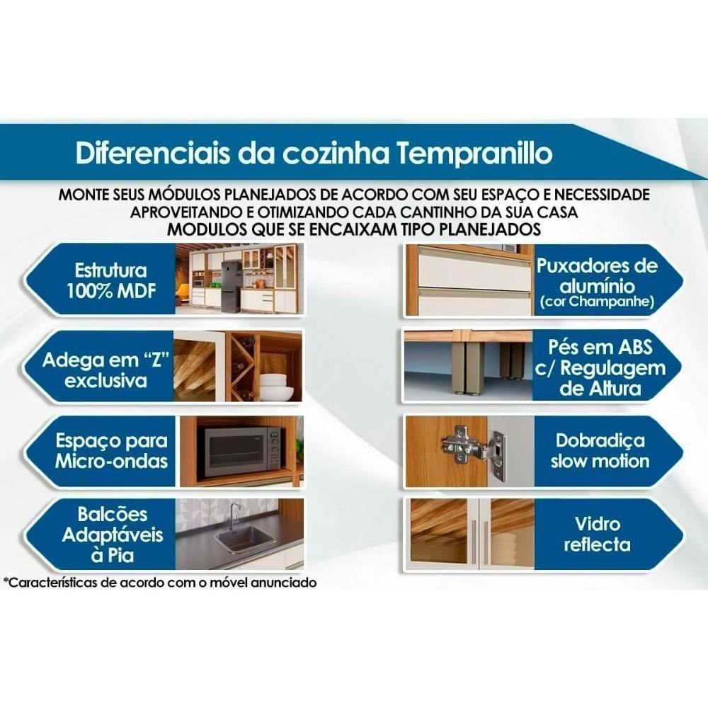 Gabinete De Cozinha Modulado Balcão Com Tampo Tempranillo Com 2 Portas 80cm Amendoa-off White - Ronipa