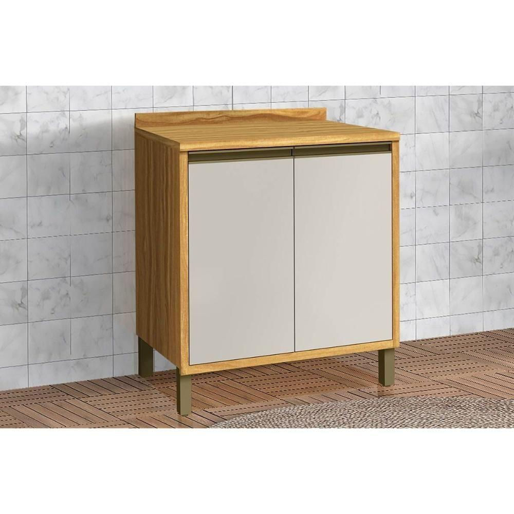 Gabinete De Cozinha Modulado Balcão Com Tampo Tempranillo Com 2 Portas 80cm Amendoa-off White - Ronipa