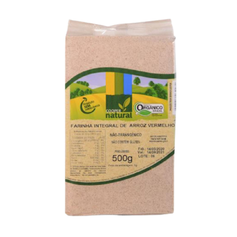 Farinha de Arroz Vermelho Orgânico Coopernatural 500g