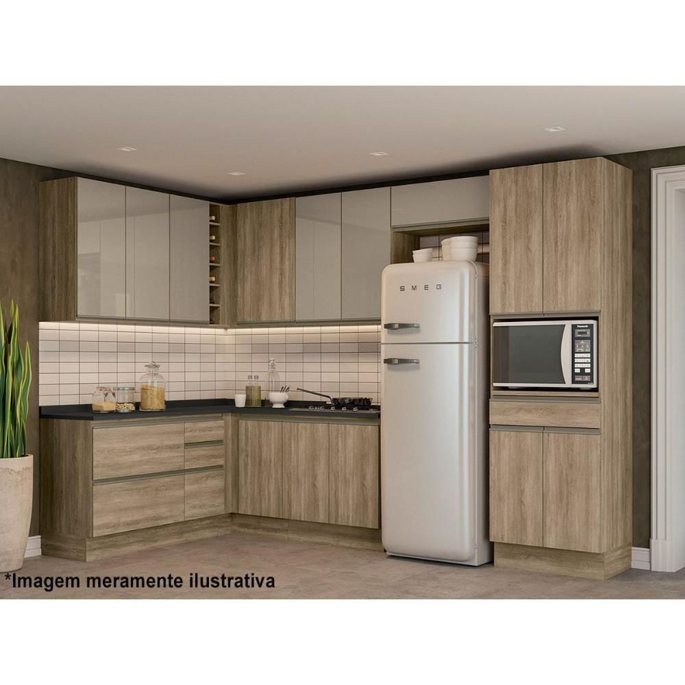 Gabinete De Cozinha Modulado Balcão Maxxi G746 Com 1 Porta E 4 Gavetas Sem Tampo 120cm Canela - Kappesberg