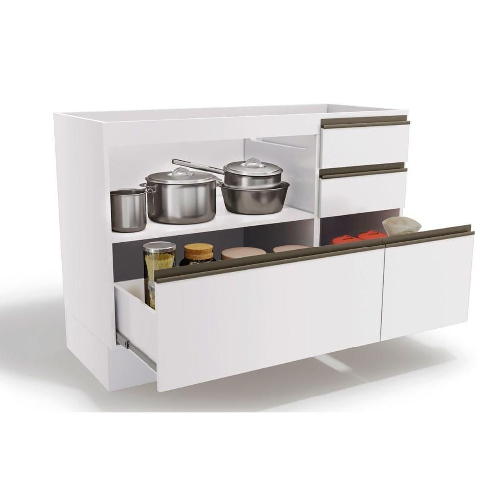 Gabinete De Cozinha Modulado Balcão Maxxi G746 Com 1 Porta E 4 Gavetas Sem Tampo 120cm Canela - Kappesberg