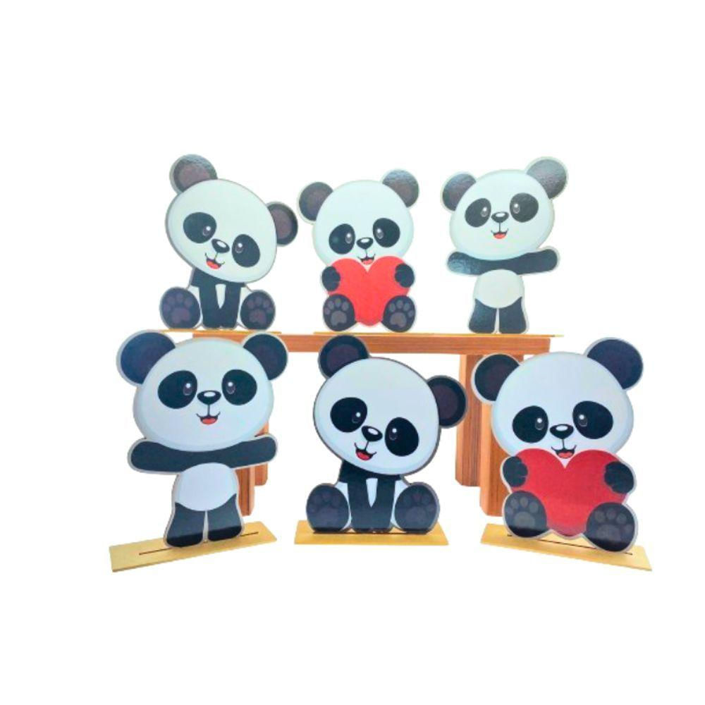 Kit Display De Mesa 6 Peças Para Festa Panda Mdf